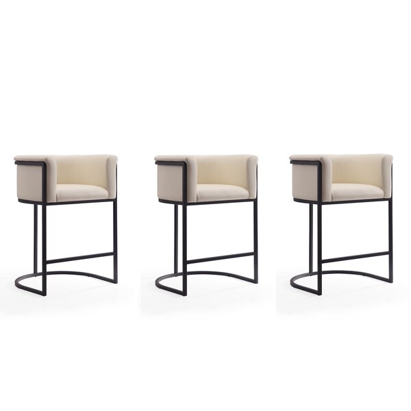 Manhattan Comfort Cosmopolitan Counter Stool in Cream and Black, PK3 3-CS008-CR - main